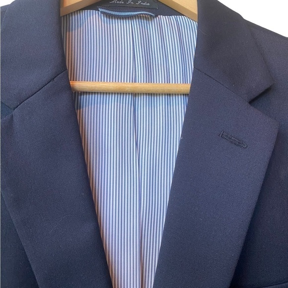 Tommy Hilfiger Mens Wool Navy Blue Long Jacket Blazer Modern Fit Sz 44R - Picture 4 of 11